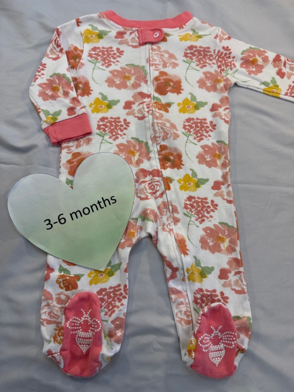 Burt's Bees Baby - Organic Cotton - Pink and Yellow Floral Onesie Footie sleeper